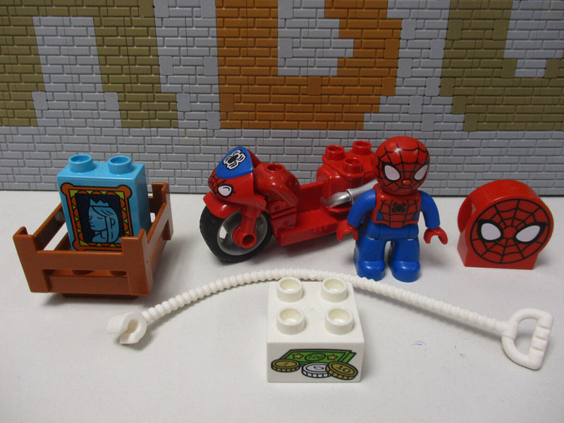 ( N14/ 8 ) LEGO Duplo Marvel  Spiderman Figur mit Motorrad und Zubehör