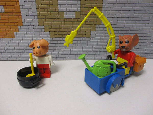 ( B16/5 ) Lego Fabuland 3703 Peter Pig der Koch & 3781 Maximilian Mouse Angel