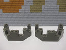 (L6/16) Lego 2x 6066 Burgturmspitze 4 x 8 x 2 1/3 Zinne alt dunkelgrau 6046 6097