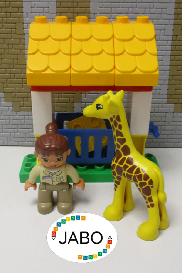 ( F 14 / 17  ) LEGO Duplo Futterkrippe Futtertrog mit Girafe und Figur Zoo Tierk