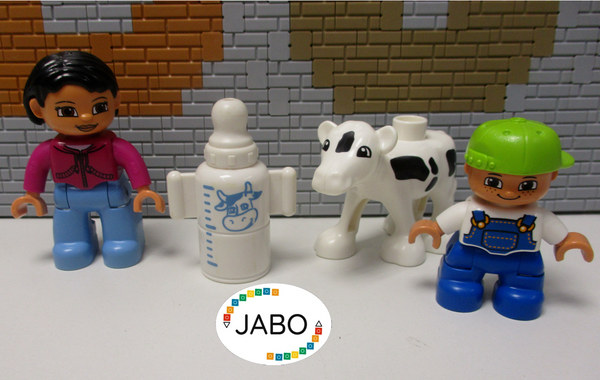 ( G15 / 6 ) LEGO Duplo Baby-Kalb mit Milch Flasche Mama und Kind