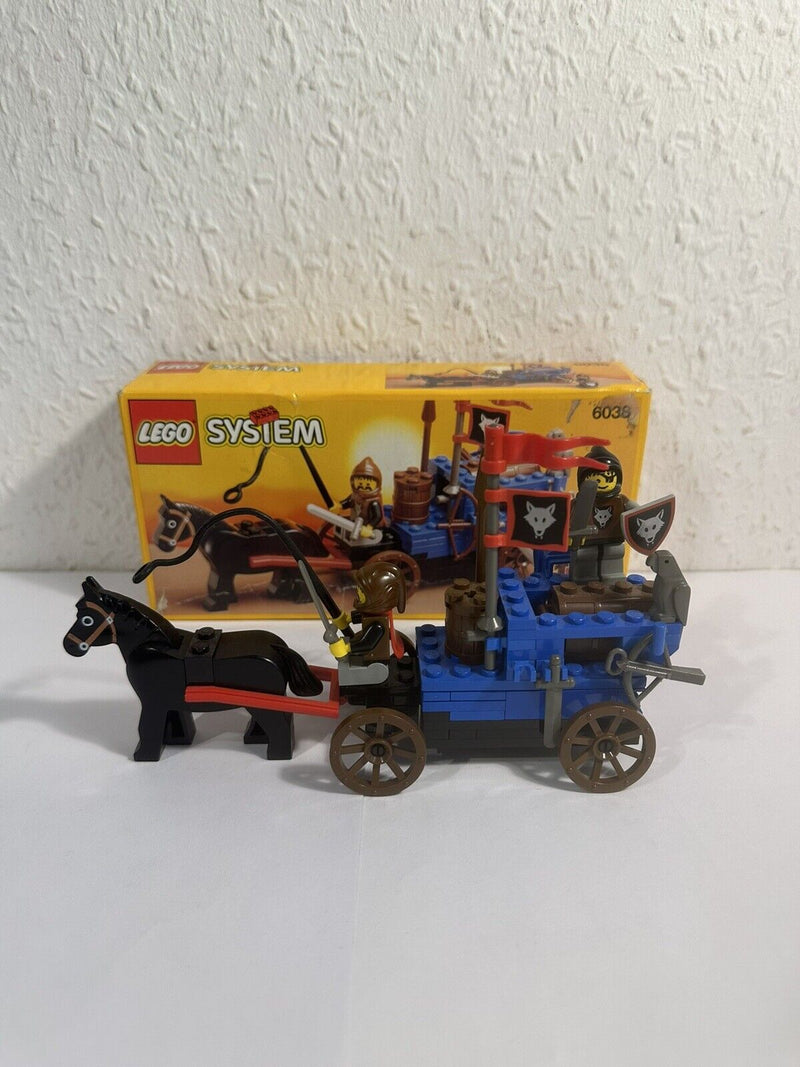 (E 17) Lego 6038 Wolfpack Renegades Ritter Castle Wolfsritter Kutsche OVP und BA