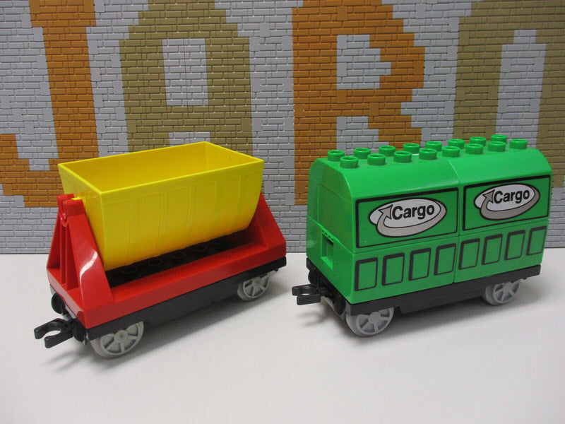 ( M11/4 ) Lego Duplo 2 Güter Waggon / Anhänger Eisenbahn Zug Train