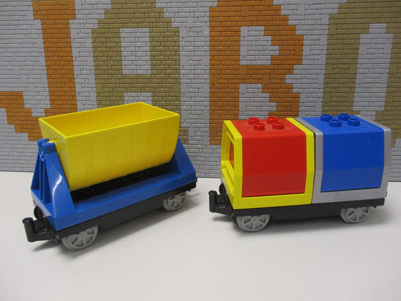 ( L7 ) Lego Duplo 2 Güter Waggon / Anhänger Eisenbahn Zug Train