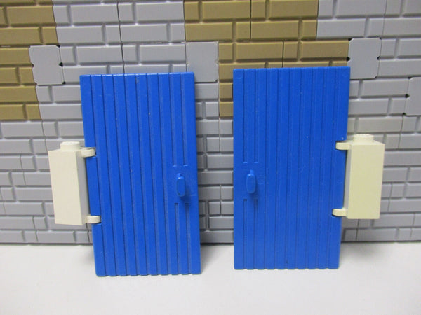 B9/5) LEGO 2x Tür / Tor blau 3644 mit Scharnier weiß 3581 Ritterburg Garage