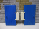 B9/5) LEGO 2x Tür / Tor blau 3644 mit Scharnier weiß 3581 Ritterburg Garage