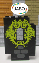 ( F10/4 ) Lego 1x 4444pb03 Ritterburg Paneel Wand Mauer schwarz bedruckt  6082