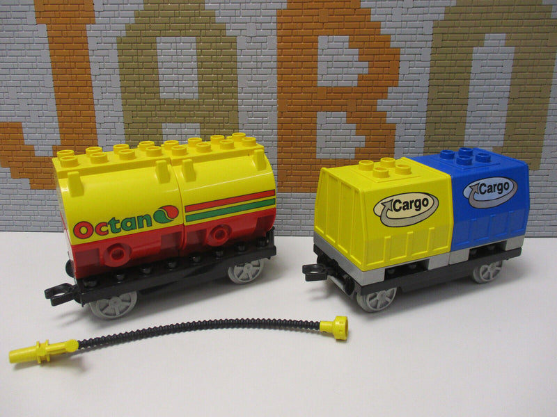 ( M11/2 ) Lego Duplo 2 Güter Waggon / Anhänger Eisenbahn Zug Train