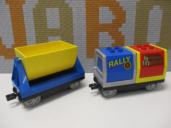 ( L7 ) Lego Duplo 2 Güter Waggon / Anhänger Eisenbahn Zug Train