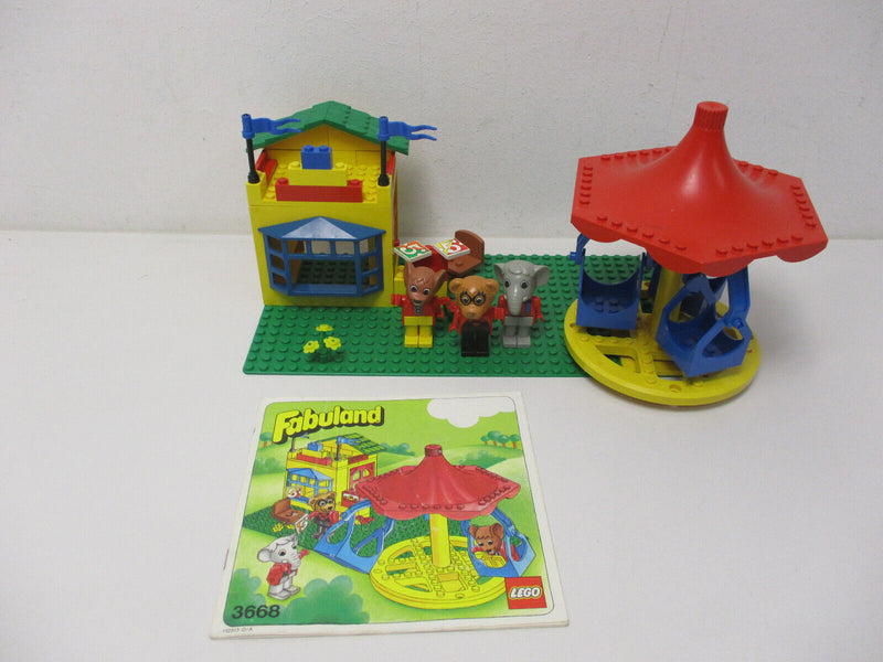 ( G18/10 ) Lego Fabuland Set Karussell mit Kassenhaus 3668 mit BA