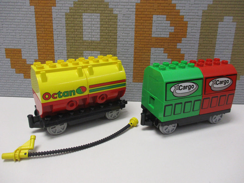 ( M 9 ) Lego Duplo 2 Güter Waggon / Anhänger Eisenbahn Zug Train