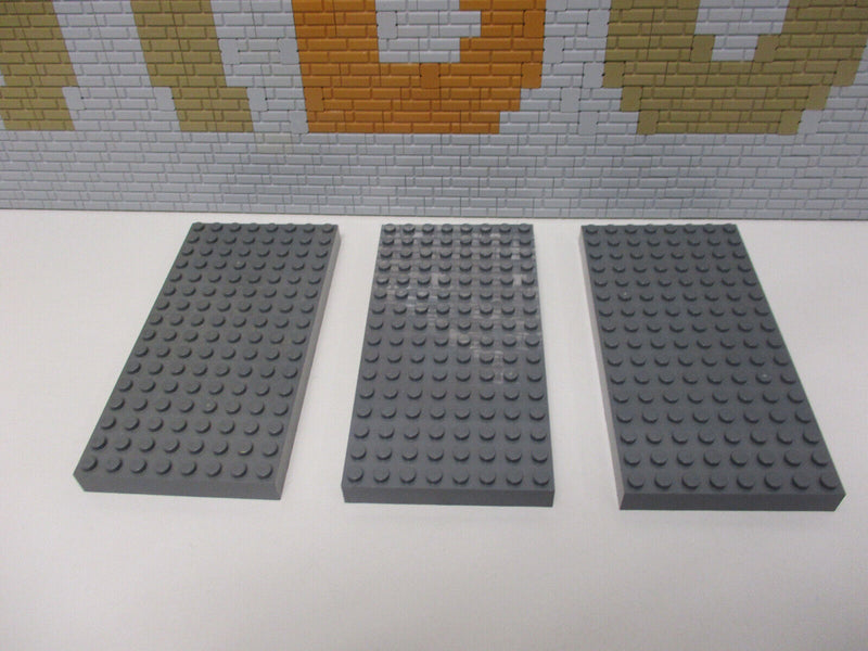 ( C 13 ) LEGO 3x Platte 4204 alt dunkelgrau grau 8x16 beidseitig bebaubar