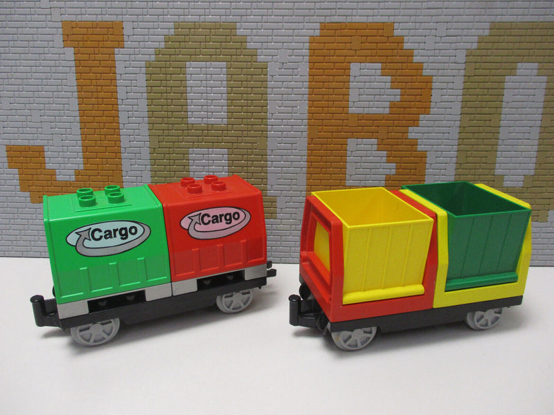 ( M12/3 ) Lego Duplo 2 Güter Waggon / Anhänger Eisenbahn Zug Train