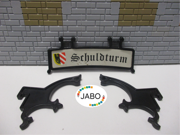 ( B7/17 ) Playmobil Schild Schuldturm mit Haltern 3445 Mittelalter Klicky 3666