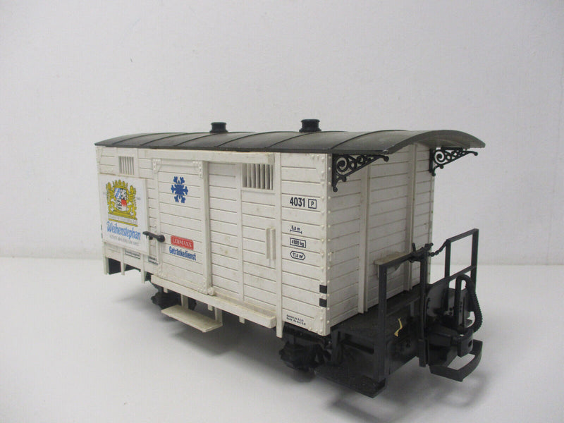 LGB 4031 gedeckter Güterwaggon Weihenstephan Bierwage Spur G Playmobil Eisenbahn