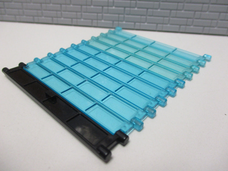 F14/14 ) 9x LEGO Rolltor Lamellen 4218 Trans-Light Blu + 1x Lamelle 4219 schwarz