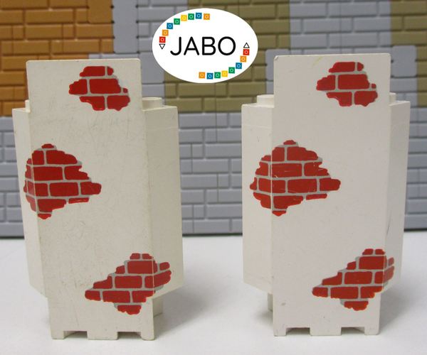 ( L10/4 ) Lego 2x 2345pb02 Mauer Paneele Wand Ecke  weiß 6266