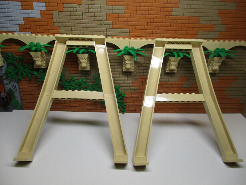 ( B 1 )  2x Lego City Kranstützen Verladekran Eisenbahn Brücke tan / beige 2635