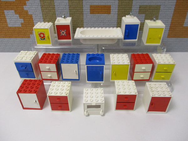 ( G13/3 ) Lego Möbel Schränke Backofen Badewanne Homemaker Puppenwohnung Haus