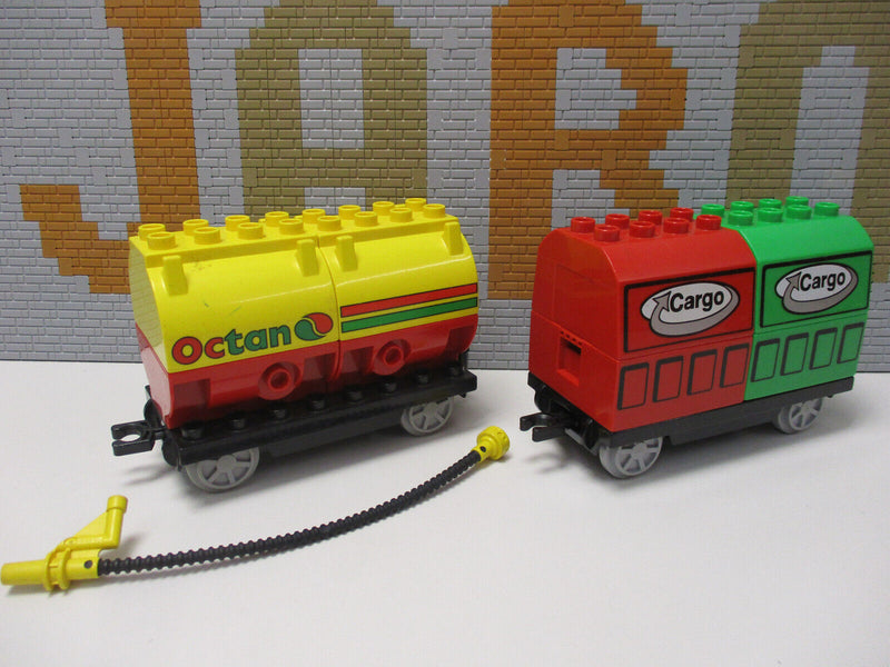 ( M 9 ) Lego Duplo 2 Güter Waggon / Anhänger Eisenbahn Zug Train