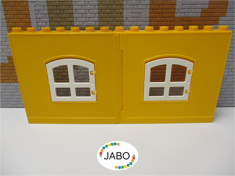 ( A17/16 ) LEGO Duplo Haus Seiten Teil Wand gelb 2 Teilig 2x Fenster