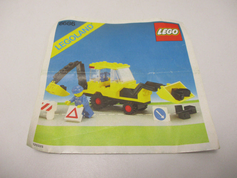 ( AH3) LEGO LEGOLAND 6686 Baustellenfahrzeug Backhoe Bagger mit BA 100% Komplett