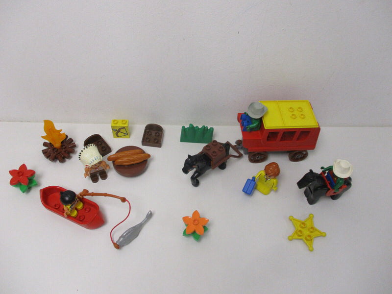 (RB7/3) LEGO Duplo Western Set Indianer Cowboy Kutsche