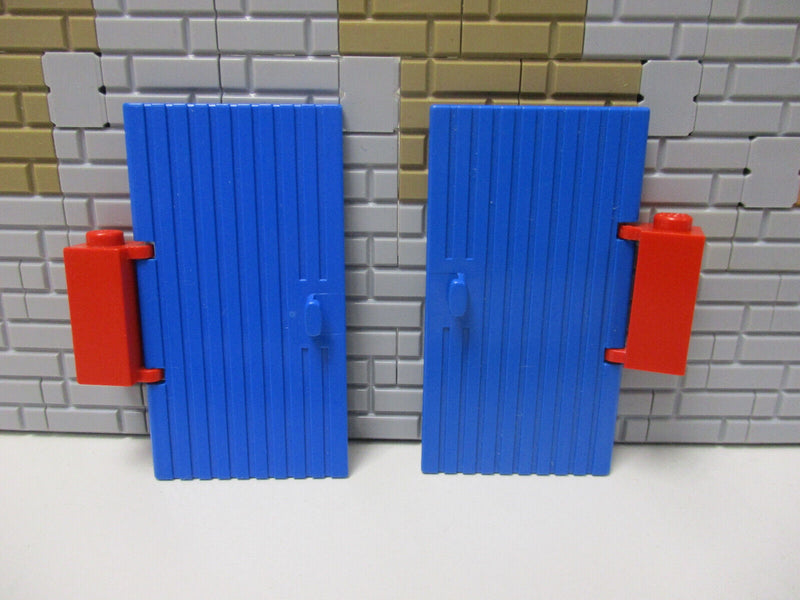 B9/3 ) LEGO 2x Tür / Tor blau 3644 mit Scharnier rot 3581 Ritterburg Garage Haus