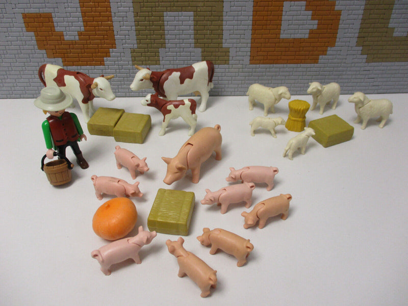 ( E12/21 ) Playmobil Bauernfof Tiere Set Kühe Schweine Schafe Figur Zubehör