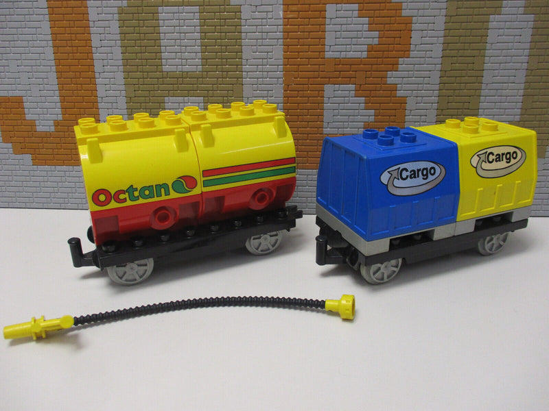 ( M11/2 ) Lego Duplo 2 Güter Waggon / Anhänger Eisenbahn Zug Train