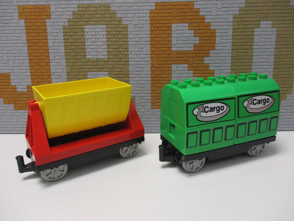 ( M11/4 ) Lego Duplo 2 Güter Waggon / Anhänger Eisenbahn Zug Train