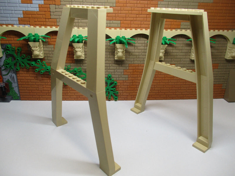 ( B 1 )  2x Lego City Kranstützen Verladekran Eisenbahn Brücke tan / beige 2635