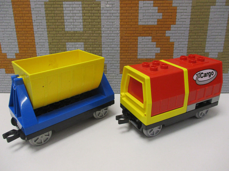 ( M12/1 ) Lego Duplo 2 Güter Waggon / Anhänger Eisenbahn Zug Train