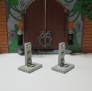 (C8 /9) Lego 2x Eisenbahn 12V Gittermast Halter Fuß Signalmast Lichtmast grau