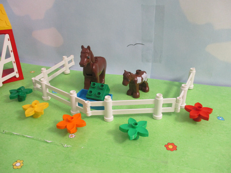( RB33 / 2 ) LEGO Duplo Reiterhof / Ponnyhof Set Pferde Ponnys Figuren Zubehör