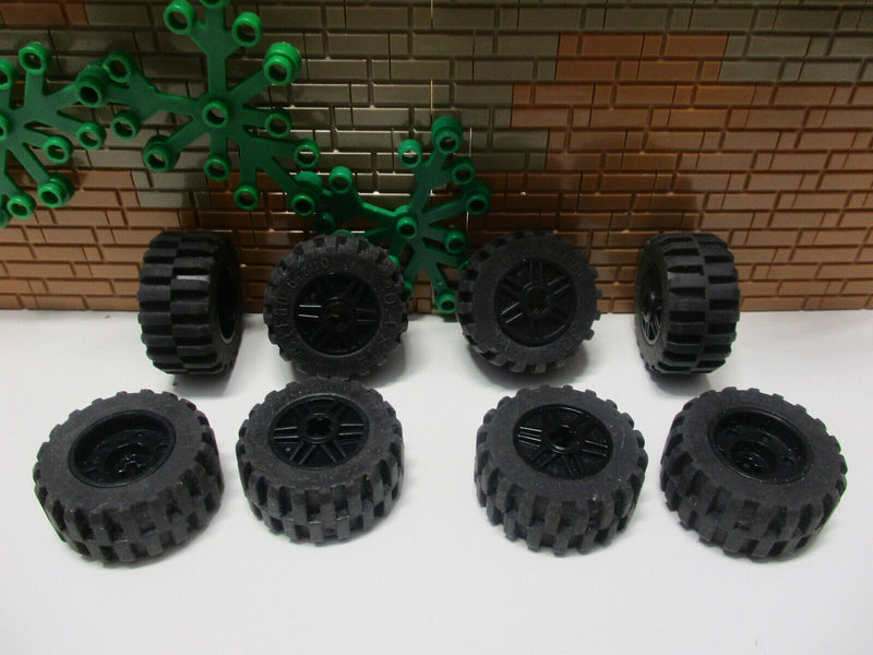 (F6/3 ) Lego 8 Reifen 30.4 x 14 schwarze Felge Auto Truck LKW Rad Räder Technic
