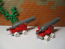 ( L3/23 ) Lego 2 x Kanone Rot mit Räder 4790 6286 6285 6271 6274