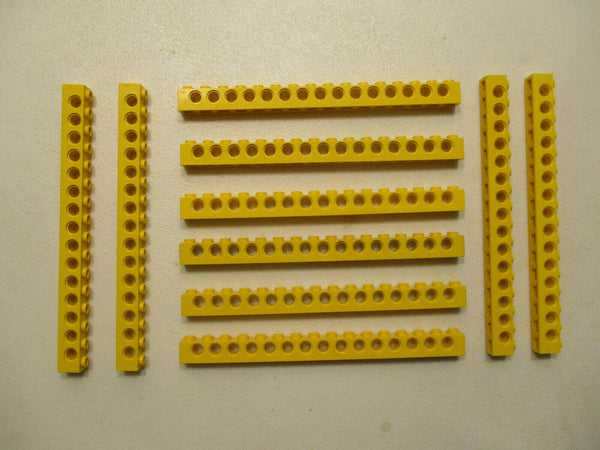 (C2 / 1) 10x Lego 3703 Technik /Technic Lochbalken Lochsteine gelb 1x16