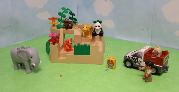 ( R1/B31/2 ) LEGO Duplo Safari Zoo Höhle Berg Elefant Tieger Panda Affe