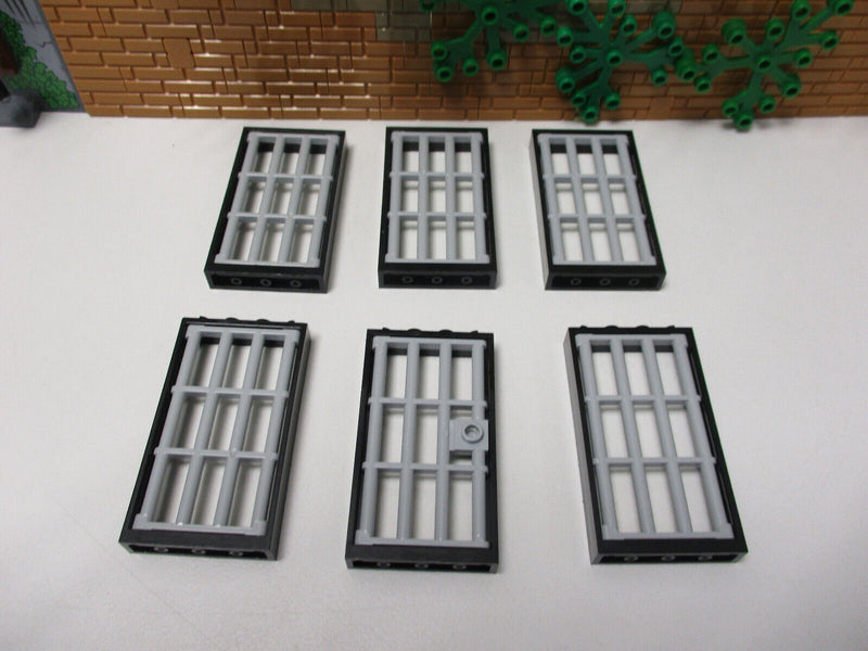 ( B2 / 2 ) Lego 5 x Rahmen 60596 schwarz + Gefängnis Tür 60621 Gitter 92589 grau