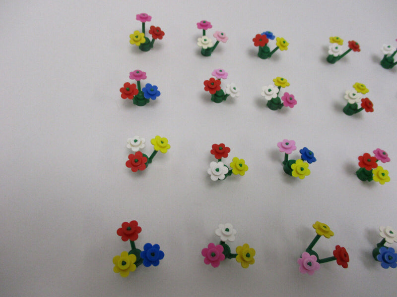 (B12/11) 20 Lego Classic Blumen Pflanzen Stiel grÃ¼n mit bunten BlÃ¼ten 3741 City