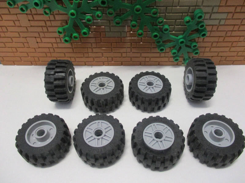 (G1/1) Lego 8 Reifen 30.4 x 14 graue Felge Auto Truck LKW Rad Räder Technic