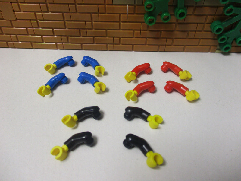 (A7/1) Lego 6 Paar Arme schwarz blau rot mit gelben Händen Ritter Piraten Figur