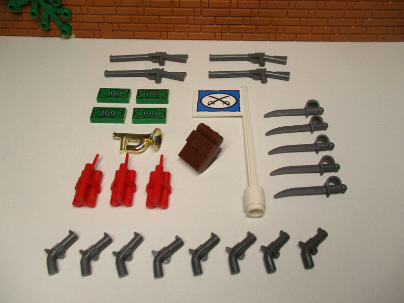 (A13/5) Lego Western Figuren Zubehör Pistolen Gewehr Säbel Flagge Dynamit Cowboy