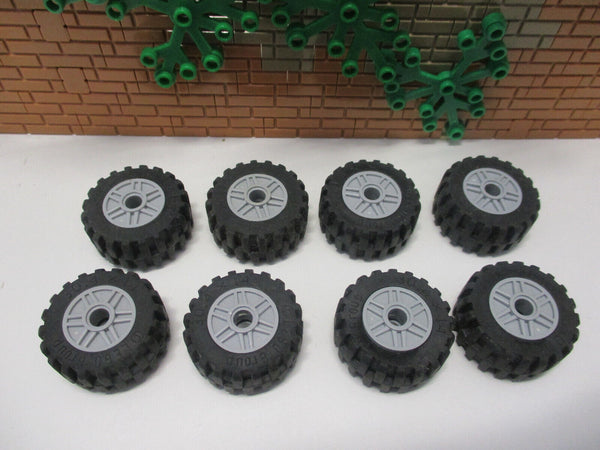 (G1/1) Lego 8 Reifen 30.4 x 14 graue Felge Auto Truck LKW Rad Räder Technic