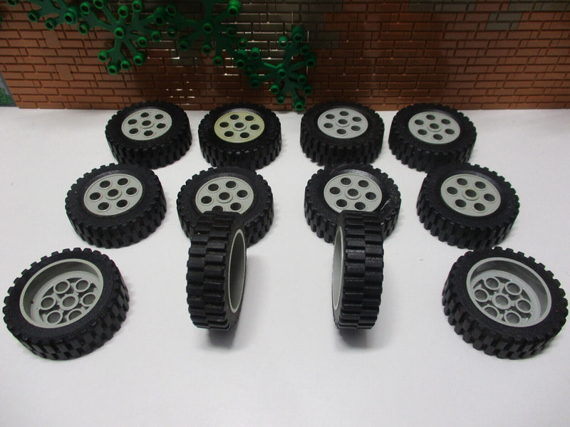 (G1/8) Lego 12 Räder Reifen mit Felgen 13 x 24 grau Technic Modell Team