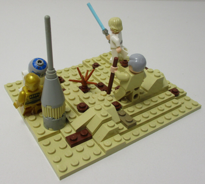 (E/9) LEGO STAR WARS Tatooine MOC Luke Skywalker Obi-Wan Ben Kenobi R2-D2 C-3PO