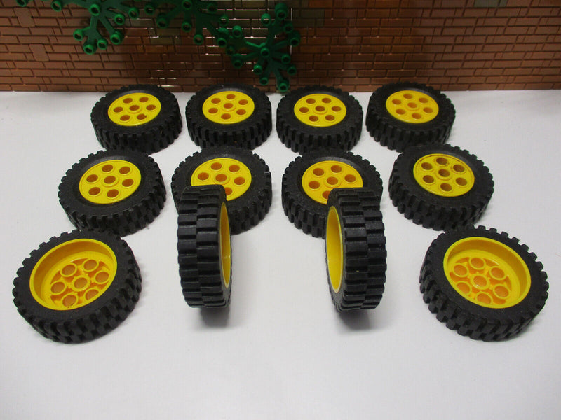 (G1/7) Lego 12 Räder Reifen mit Felgen 13 x 24 gelb Technic Modell Team
