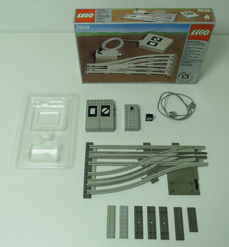 (AH 7 ) Lego 7859 12V Eisenbahn elektr. Weiche links OVP  Inlay  Funktions Video