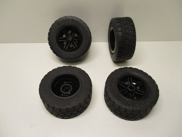 (B12/19) 4 x Lego Technic Reifen 49.5x20 + Felge schwarz